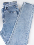Women's Campus Style Loose Ripped Blue Denim Jeans