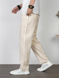 Men's Front Zipper Design Stylish Loose Straight-Leg Pants