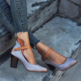Stylish Ankle Strap Chunky High Heel Shoes
