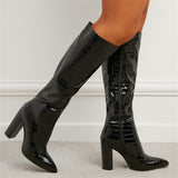 Women's Daily Plus Size Chunky Heels Side Zipper Knee Boots