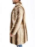 Trendy Winter Thermal Gradient Color Lapel Imitation Mink Fur Coat