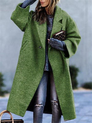 Women's Fashion Lapel Collar Woollen Long Coats for Winter