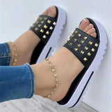 Summer Rivets Decorated Beach Slippers