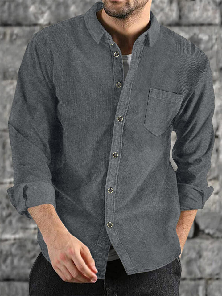 Men's Casual Button Up Corduroy Shirts for Autumn Winter