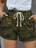 Relaxed Camo Print High-waisted Female Drawstring Shorts