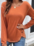 Casual Crewneck Pullover Irregular Hem Hide Belly Women Tops