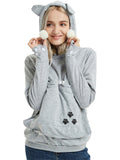 Stylish Cute Cat Paw Printed Ladies Pullover Hoodies