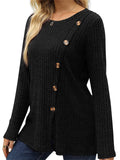 Ladies Chic Button Front Split Long Sleeve Knitted Shirts