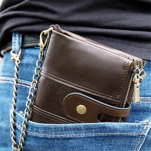 Mens Anti-Theft Multipockets Vintage Leather Wallets