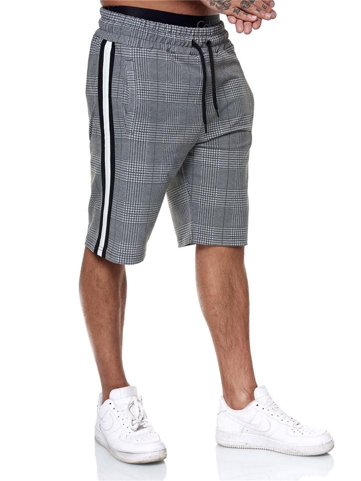 Men's Fashion Plaid Pockets Drawstring Shorts