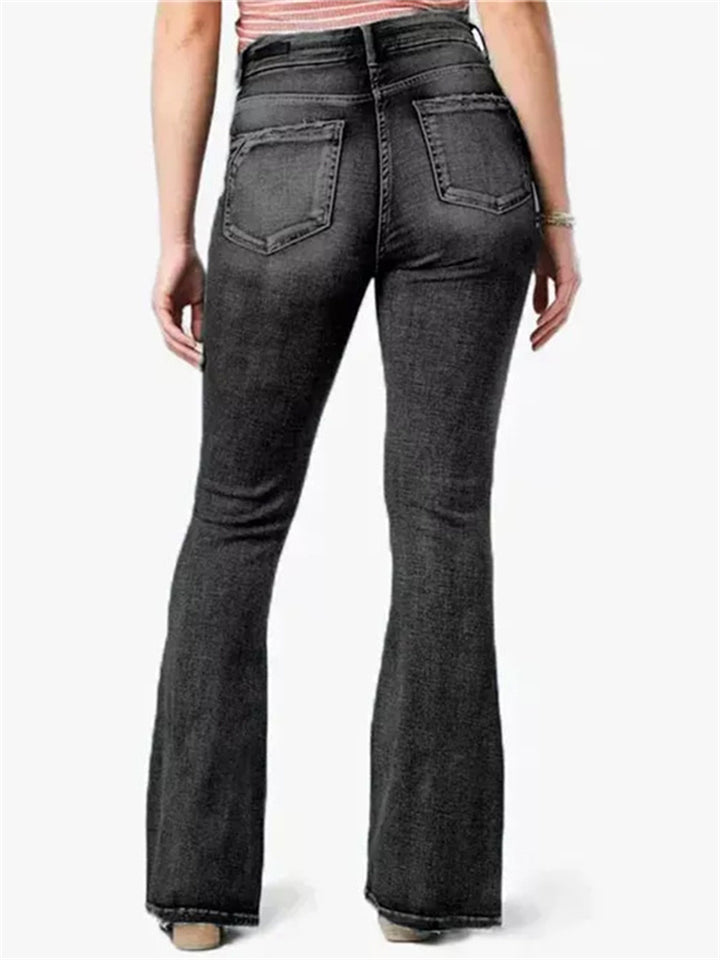Female Retro Stretchy Bell Bottom Jeans