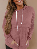 Ladies Long Sleeve Drawstring Plain Waffle Hoodie