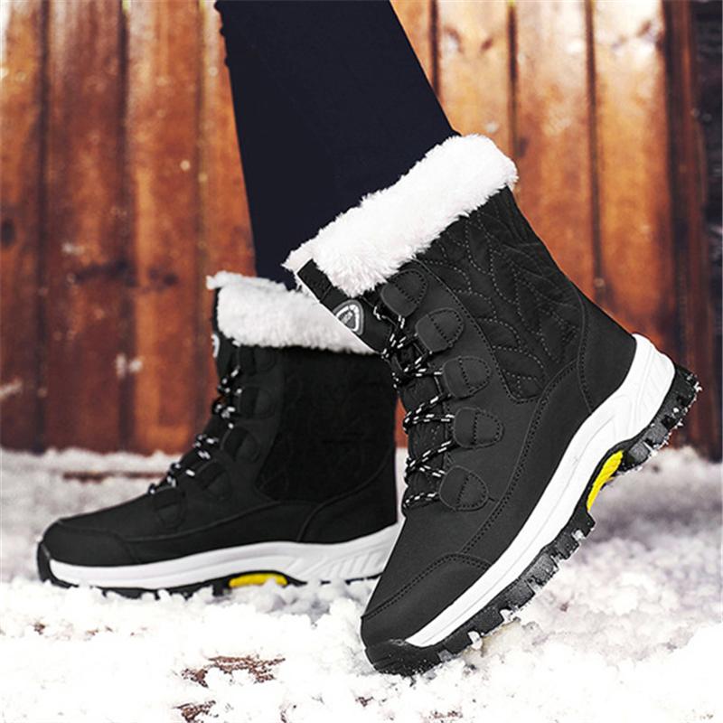 Women's Winter Warm Quilted Fur-Lined Waterproof Mid Calf Snow Boots