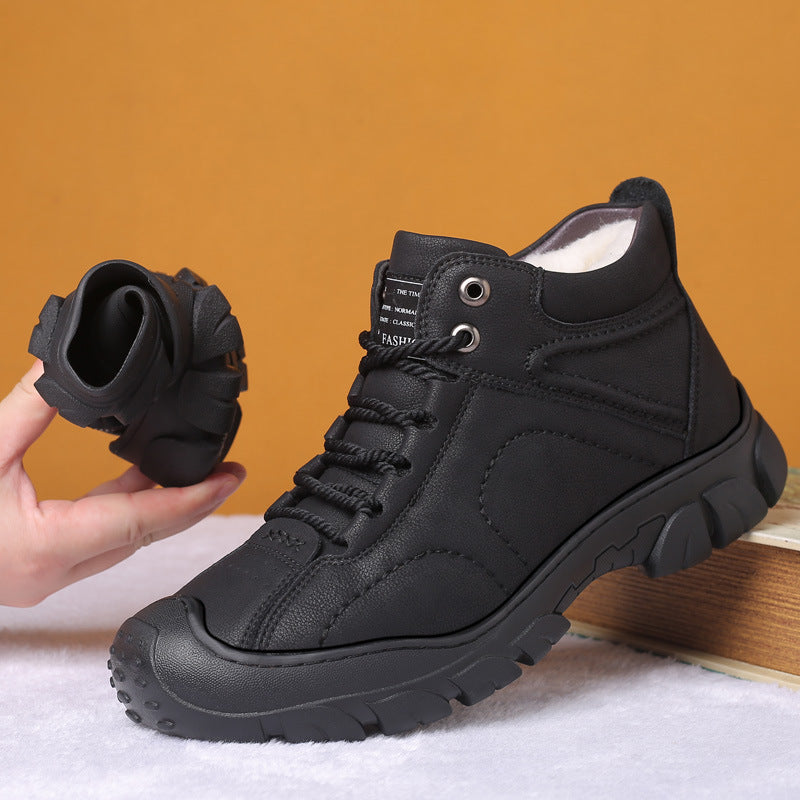 Warm Fur Lining Lace Up Winter Thermal Snow Boots For Men