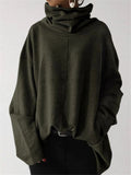 Loose Fit High Neck Long Sleeve Thicken Pullover Casual Sweatshirt