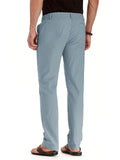 Men's Elastic Drawstring Waistband Casual Straight Cotton Pants