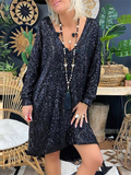 Dazzling Sequins Extra Loose Long Sleeve Trendy Dress for Women