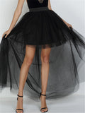 Casual Trendy Irregular Hem Sexy Tulle Solid Color Skirts For Women