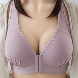 Women's Ribbed Wireless Front Closure T-Shirt Bras - Purple