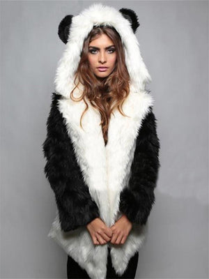 Extra Warm Long Sleeve Faux Fur Animal Ear Hooded Coat