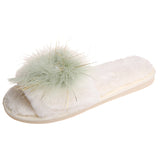 Casual Plush Fluffy Floral Open Toe Comfortable Women Slippers