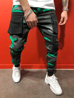 Casual Sporty Hip Hop Camouflage Printed Slim Pants For Men