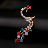 1 pc Ethnic Peacock Silver Earrings Colorful Rhinestones Ear Cuff Cartilage Earrings for Women