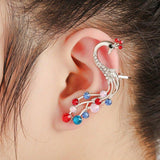 1 pc Ethnic Peacock Silver Earrings Colorful Rhinestones Ear Cuff Cartilage Earrings for Women
