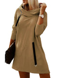 Women's Modish Casual Long-sleeved Zip Hooded Dress