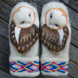 Super Cute 3D Owl Knitted Wool Warm Nordic Mittens for Women