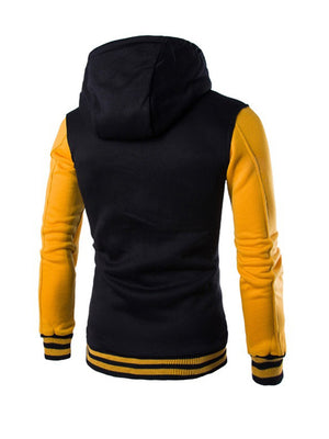 Men’s Slouchy Drawstring Hood Front Button Fastening Long Sleeve Sweatshirt