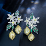 Female Unconventional Attractive Floral Lemon Tree Earrings