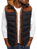 Mens Stylish Color Block Hooded Padded Vest