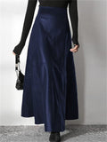 New Elegant Office Lady Solid Color PU Leather Zipper Long Skirts