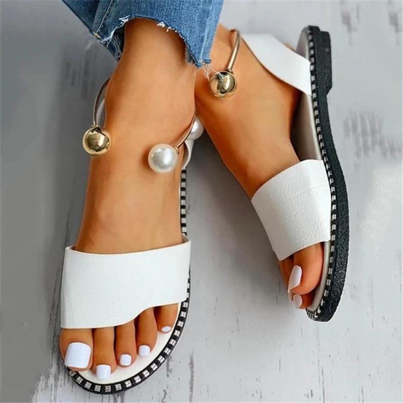 Women's Cute Open Toe Ankle Bracelet Detailing Flat Sandals