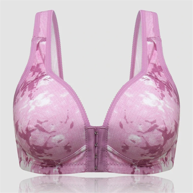 Women's Tie Dyed Front Closure Wireless Full Coverage Bras - Purple