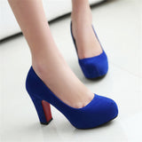 Solid Color Round Toe High Heels