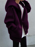 Casual Fashion Street Style Zipper Hooded Plush Hoodies For Women