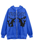 Casual Stylish Printed Loose Y2K Grunge Jacket Hoodie