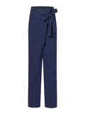 Minimalist Style High-Rise Side Tie Up Pocket Cotton Linen Pants