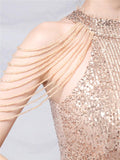 Sexy Shiny Sequin Halter High-Low Dress For Party