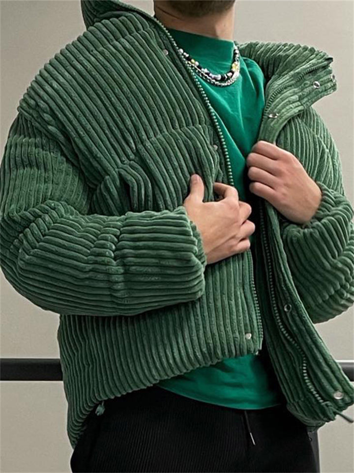 Men's Fashion Green Corduroy Jacket Coat for Winter