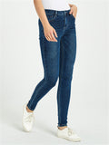 Women's Campus Super Simple Style Slim Fit Solid Color Washed Effect Denim Jeans