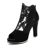 Women's High Quality Sexy Lace Dress High Heel Sandals Shoes
