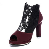 Women's High Quality Sexy Lace Dress High Heel Sandals Shoes