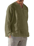 Stylish Comfort Relaxed V Neck Men's Linen Shirt