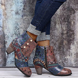 Amazing Retro Ethnic Style Splice Spika Heels Ladies Ankle Boots
