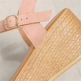 Gorgeous Pearl Buckle Wedge Heel Roman Sandals for Women