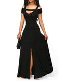 Pretty Fitted Waist Cutout Design Slit Maxi Dress for Prom
