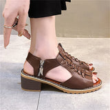 Women's Fashion Casual Hollow Out Side Zipper Sandals